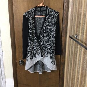 Style & Co Women's Small Black Knit Open Metallic Cardigan